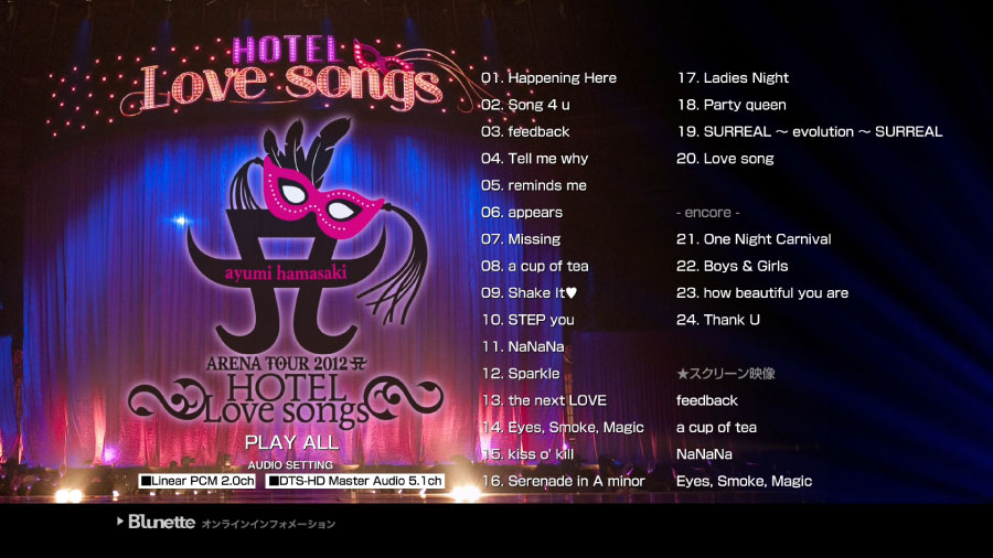 滨崎步 (Ayumi Hamasaki 浜崎あゆみ) – ARENA TOUR 2012 A～HOTEL Love songs～(2012) 1080P蓝光原盘 [BDMV 40.7G]Blu-ray、日本演唱会、蓝光演唱会2