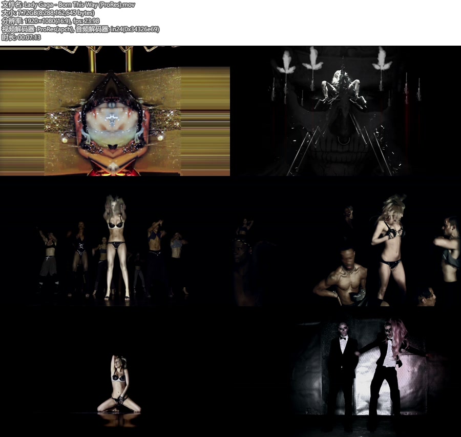 [PR] Lady Gaga – Born This Way (官方MV) [ProRes] [1080P 7.72G]ProRes、欧美MV、高清MV2