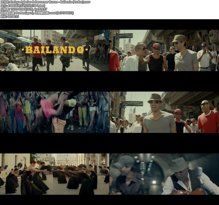 [PR] Enrique Iglesias & Descemer Bueno – Bailando (官方MV) [ProRes] [1080P 4.08G]ProRes、欧美MV、高清MV2