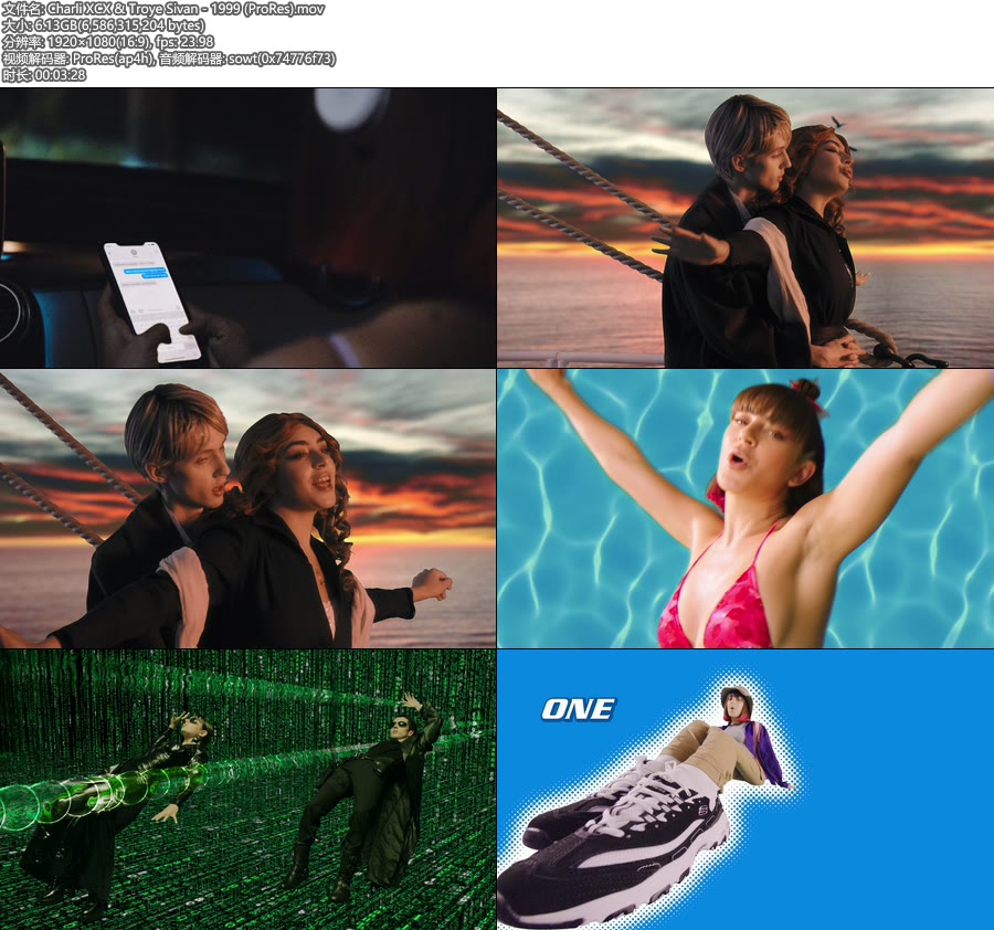 [PR] Charli XCX & Troye Sivan – 1999 (官方MV) [ProRes] [1080P 6.13G]ProRes、欧美MV、高清MV2