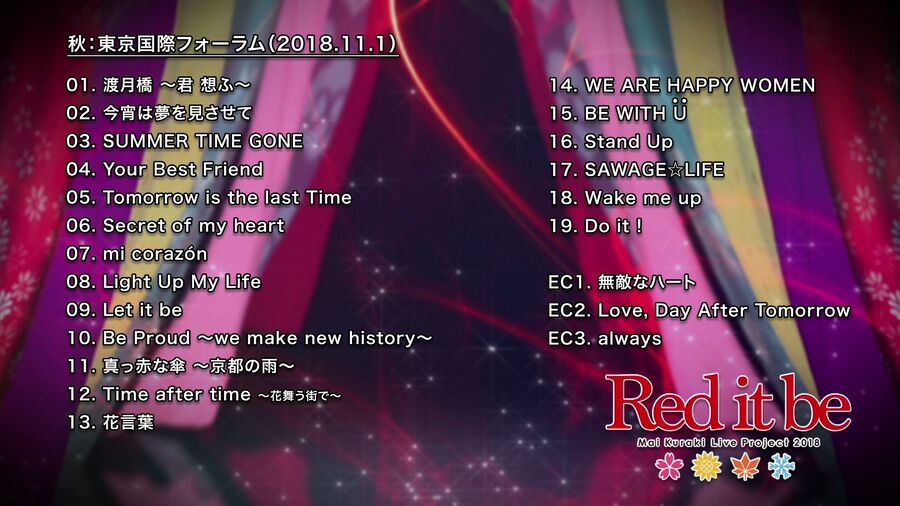 仓木麻衣 Mai Kuraki – Live Project 2018 Red it be～君想ふ 春夏秋冬～(2018) (2BD) 1080P蓝光原盘 [BDMV 65.8G]Blu-ray、日本演唱会、蓝光演唱会2