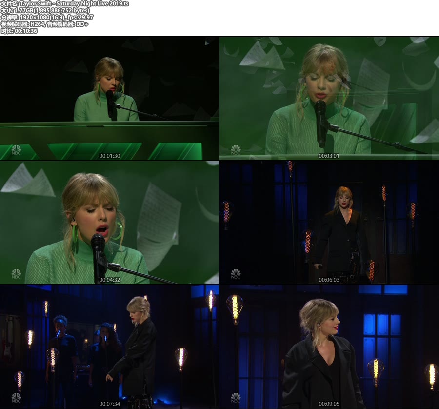 Taylor Swift – Saturday Night Live 2019 [HDTV 1080P 1.77G]HDTV、欧美现场、高清MV2