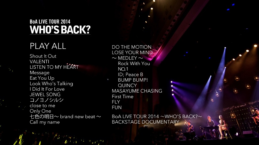 BoA 宝儿– BoA Live Tour 2014～Who′s Back～巡回演唱会(2015) 1080P