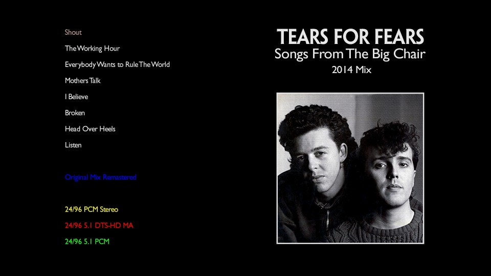 [BDA] Tears For Fears – Songs From The Big Chair (2014) PureAudio Blu-ray [BDMV 11.2G]Blu-ray、蓝光演唱会、蓝光纯音频2
