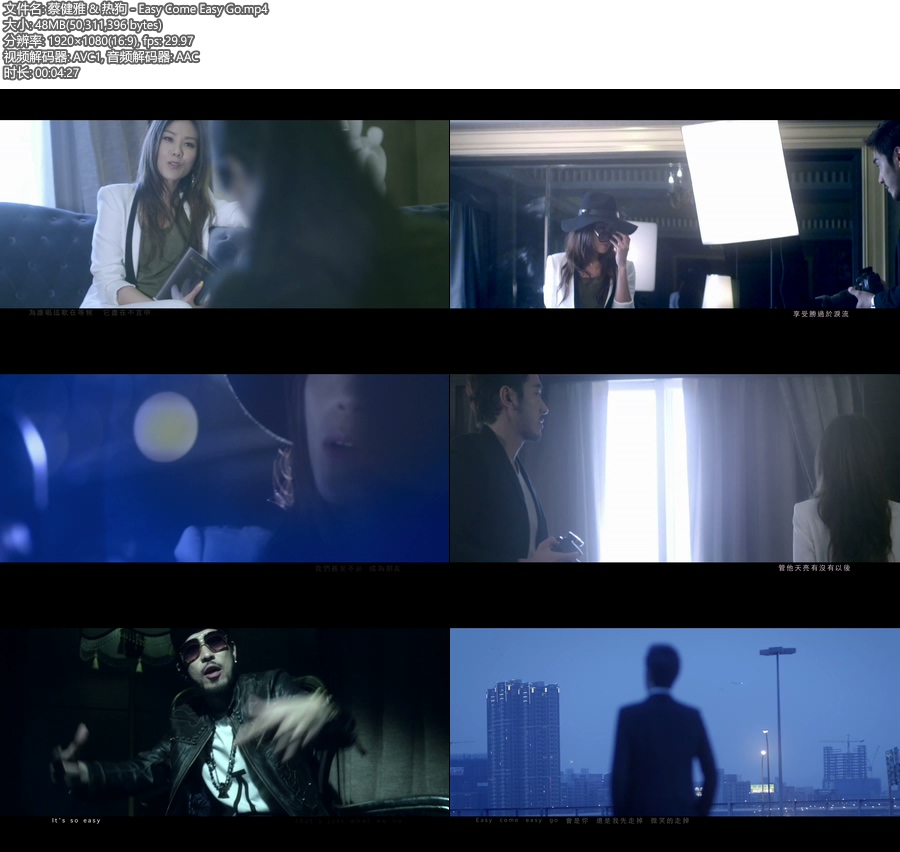 蔡健雅 & MC热狗 – Easy Come Easy Go (官方MV) [1080P 48M]WEB、华语MV、高清MV2