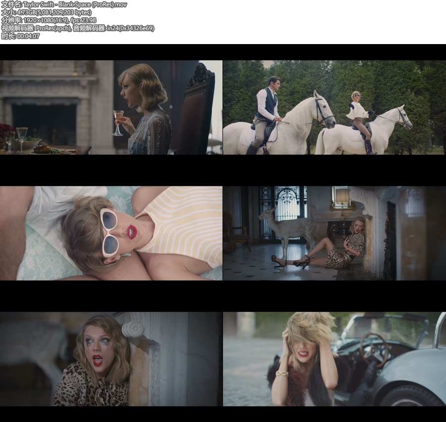 [PR] Taylor Swift – Blank Space (官方MV) [ProRes] [1080P 4.73G]ProRes、欧美MV、高清MV2
