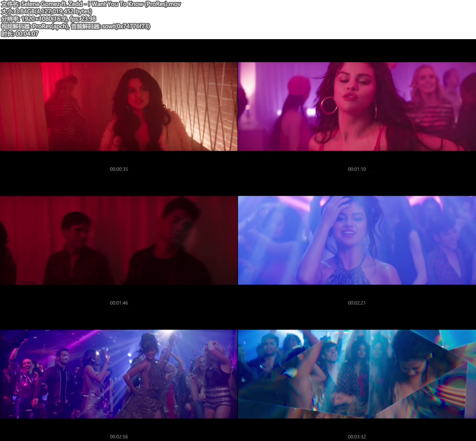 [PR] Selena Gomez ft. Zedd – I Want You To Know (官方MV) [ProRes] [1080P 3.84G]ProRes、欧美MV、高清MV2