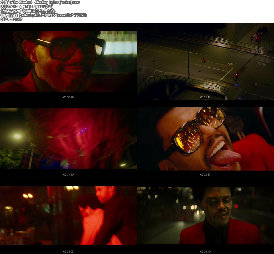 [PR] The Weeknd – Blinding Lights (官方MV) [ProRes] [1080P 7.74G]ProRes、欧美MV、高清MV2