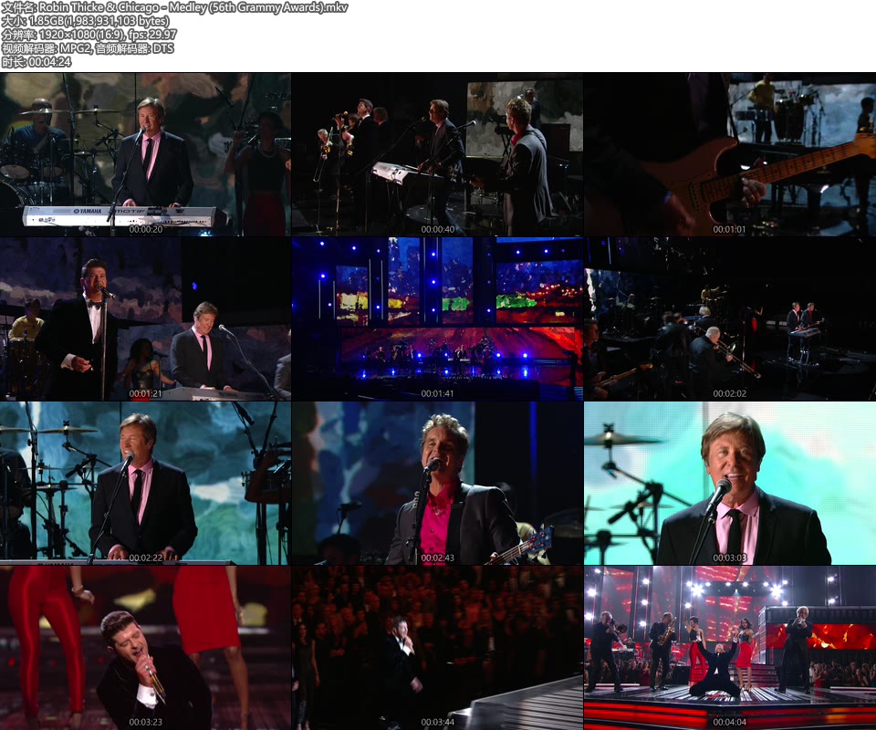 格莱美现场 : Robin Thicke & Chicago – Medley (56th Grammy Awards) [HDTV 1.85G]HDTV、欧美现场、音乐现场2