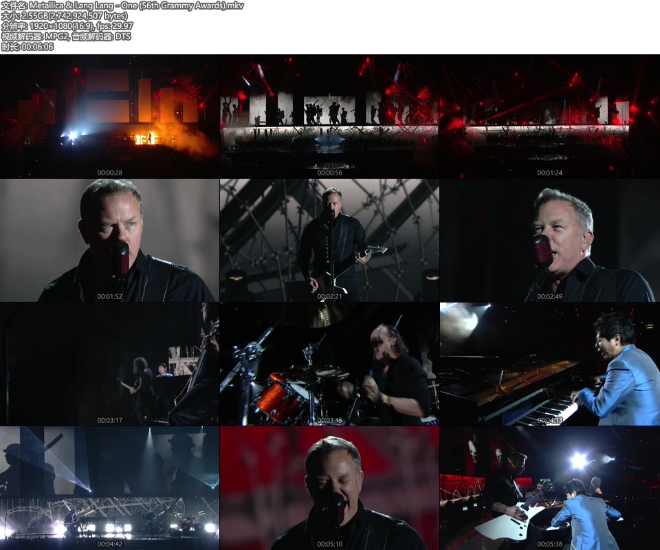 格莱美现场 : Metallica & 郎朗 – One (56th Grammy Awards) [HDTV 2.55G]HDTV、欧美现场、音乐现场2