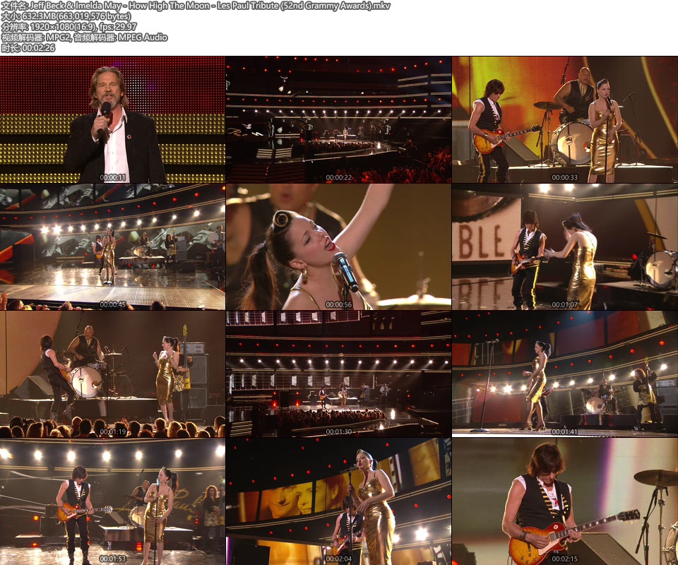 格莱美现场 : Jeff Beck & Imelda May – How High The Moon : Les Paul Tribute (52nd Grammy Awards) [HDTV 632M]HDTV、欧美现场、音乐现场2