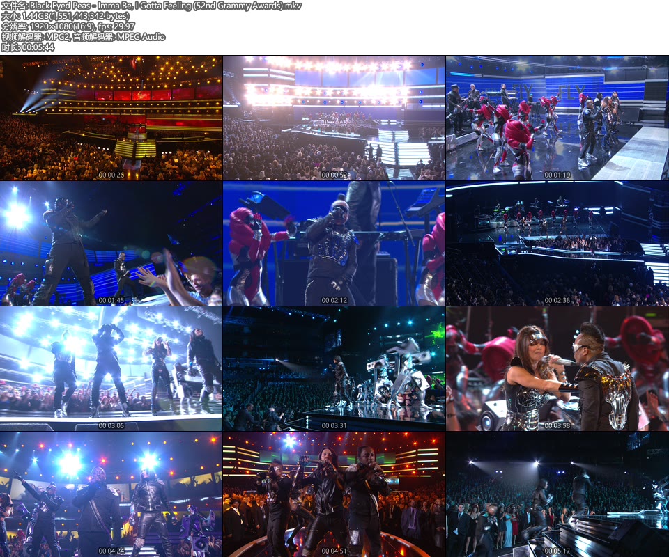 格莱美现场 : Black Eyed Peas – Imma Be, I Gotta Feeling (52nd Grammy Awards) [HDTV 1.44G]HDTV、欧美现场、音乐现场2