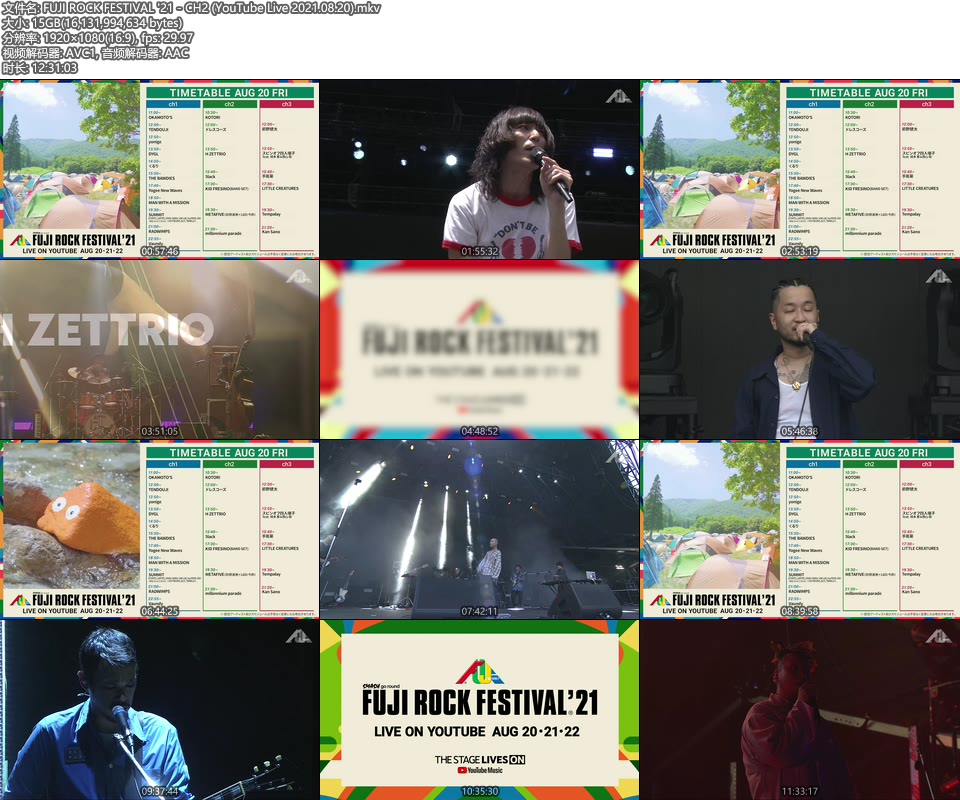 FUJI ROCK FESTIVAL ′21 (YouTube Live 2021.08.20) [WEB 38.1G]HDTV、日本演唱会、蓝光演唱会14