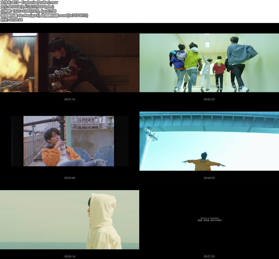 [PR] BTS – Euphoria (官方MV) [ProRes] [1080P 8.77G]ProRes、韩国MV、高清MV2