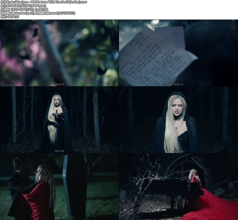 [PR] Avril Lavigne – I Fell In Love With The Devil (官方MV) [ProRes] [1080P 5.78G]ProRes、欧美MV、高清MV2