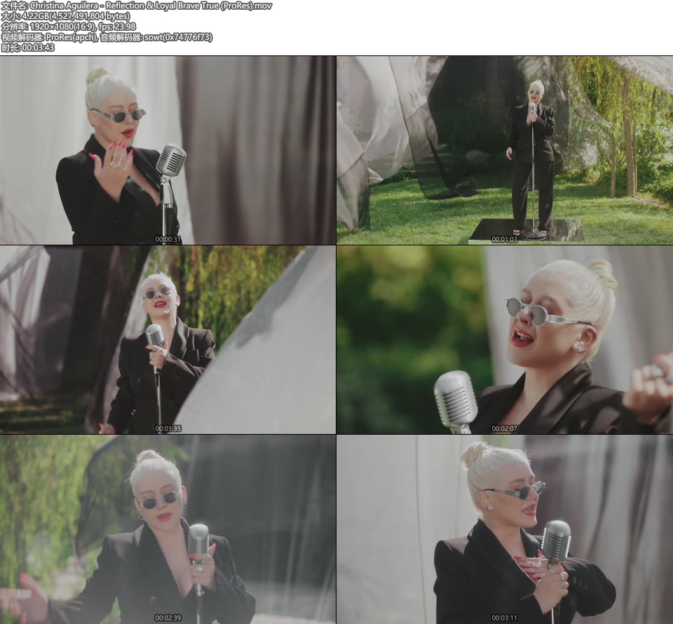 [PR] Christina Aguilera – Reflection & Loyal Brave True (官方MV) [ProRes] [1080P 4.22G]ProRes、欧美MV、高清MV2