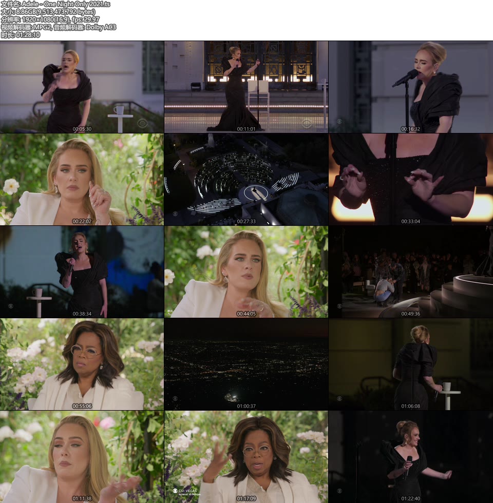 Adele – One Night Only (2021) [HDTV 8.8G] [WEB 12.1G]HDTV、欧美现场、音乐现场12