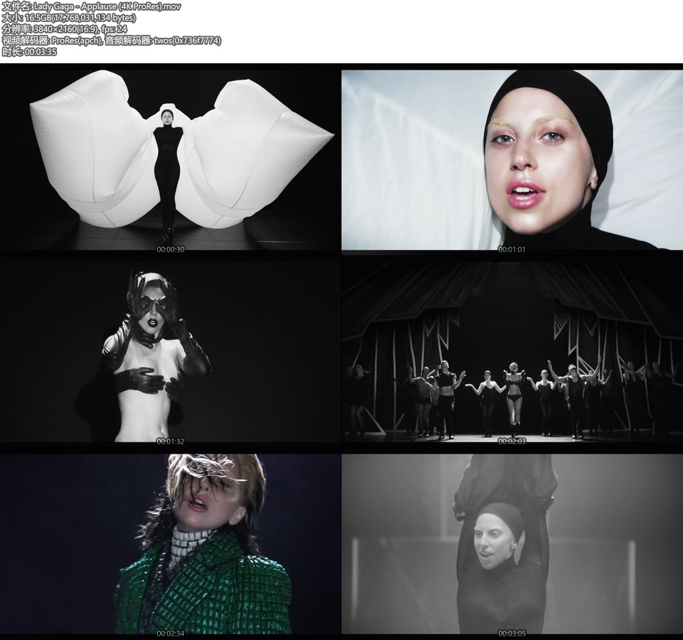 [PR/4K] Lady Gaga – Applause (官方MV) [ProRes] [2160P 16.5G]4K MV、ProRes、欧美MV、高清MV2