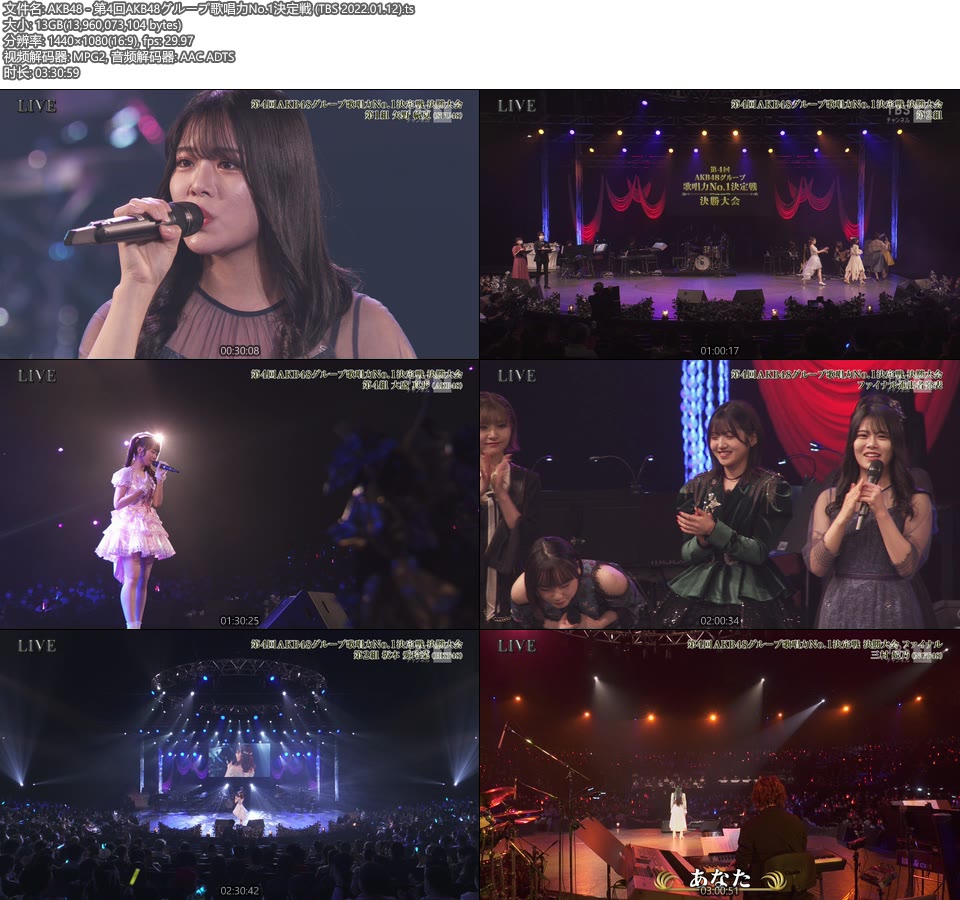 AKB48 – 第4回AKB48グループ歌唱力No.1決定戦 (TBS 2022.01.12) [HDTV 13.1G]HDTV、日本现场、音乐现场8