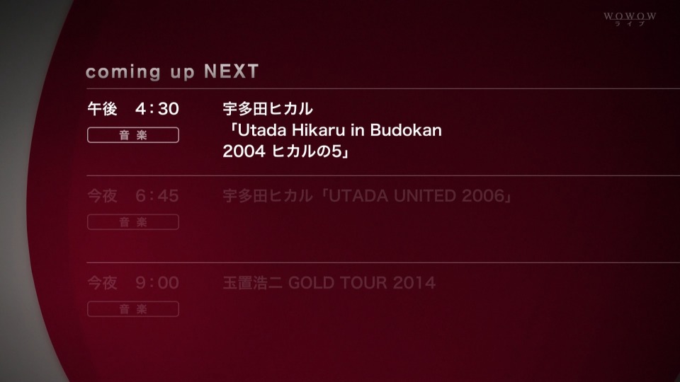 宇多田ヒカル Utada Hikaru in Budokan 2004 (WOWOW 2014.07.27) [HDTV 20.1G]HDTV日本、HDTV演唱会2