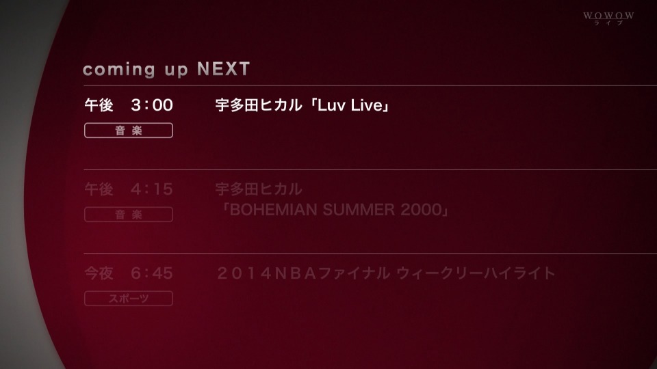 宇多田ヒカル Luv Live (WOWOW 2014.06.08) [HDTV 11.1G]HDTV日本、HDTV演唱会2