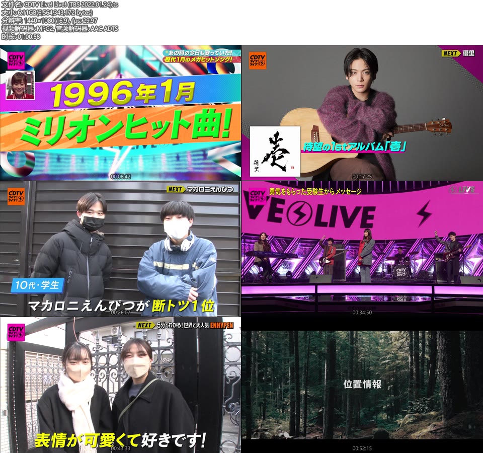 CDTV Live! Live! (TBS 2022.01.24) [HDTV 6.11G]HDTV、日本现场、音乐现场2