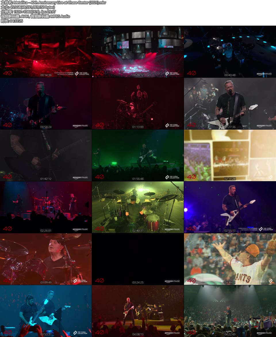 Metallica – 40th Anniversary Live at Chase Center (2021) 1080P HDTV [MKV 45.2G]HDTV、HDTV、摇滚演唱会、欧美演唱会、蓝光演唱会14