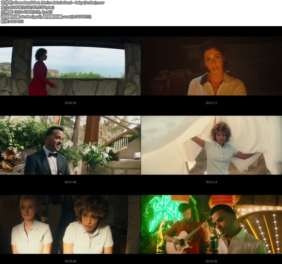[PR] Clean Bandit feat. Marina & Luis Fonsi – Baby  (官方MV) [ProRes] [1080P 5.24G]ProRes、欧美MV、高清MV2