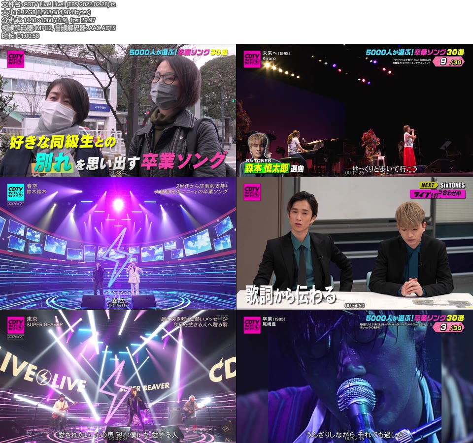 CDTV Live! Live! (TBS 2022.02.28) [HDTV 6.12G]HDTV、日本现场、音乐现场2