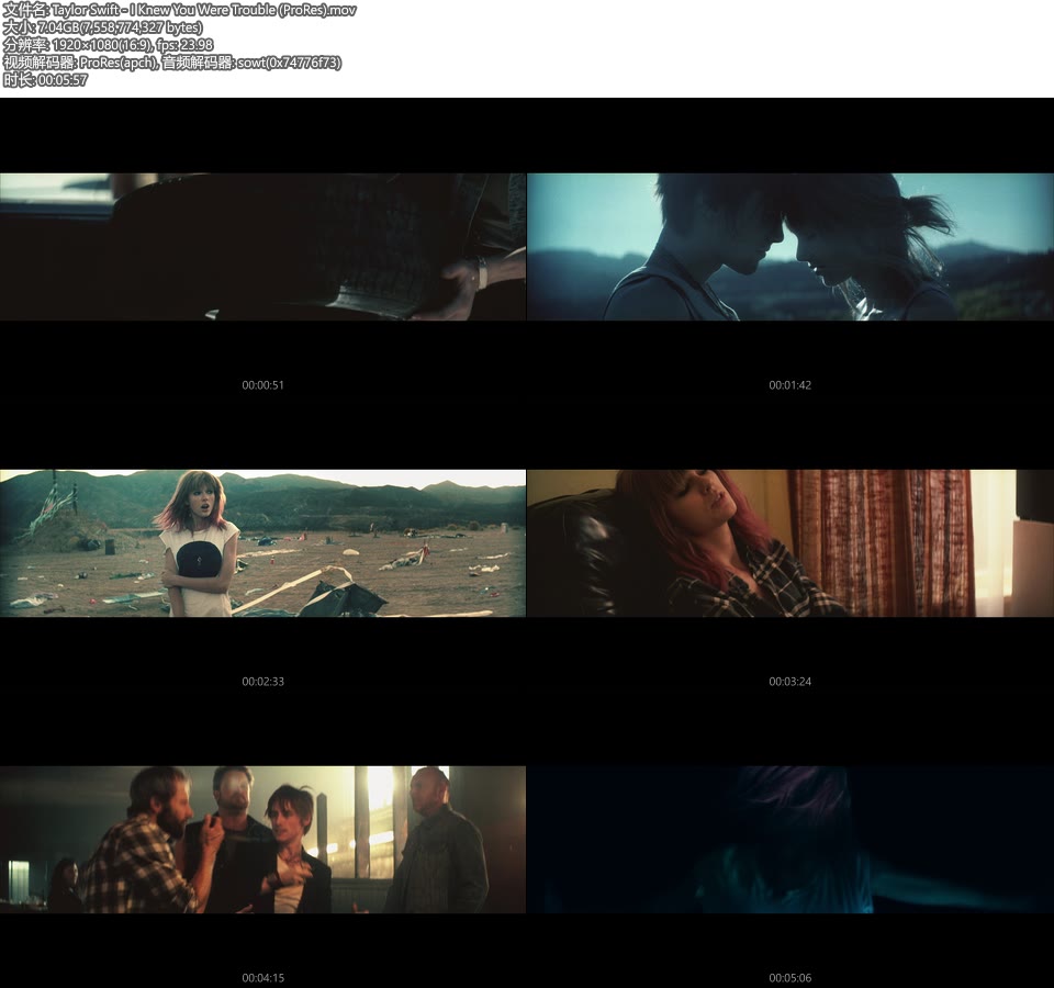 [PR] Taylor Swift – I Knew You Were Trouble (官方MV) [ProRes] [1080P 7.04G]ProRes、欧美MV、高清MV2