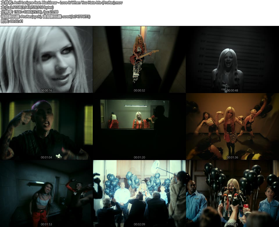[PR] Avril Lavigne feat. Blackbear – Love It When You Hate Me (官方MV) [ProRes] [1080P 3.11G]ProRes、欧美MV、高清MV2