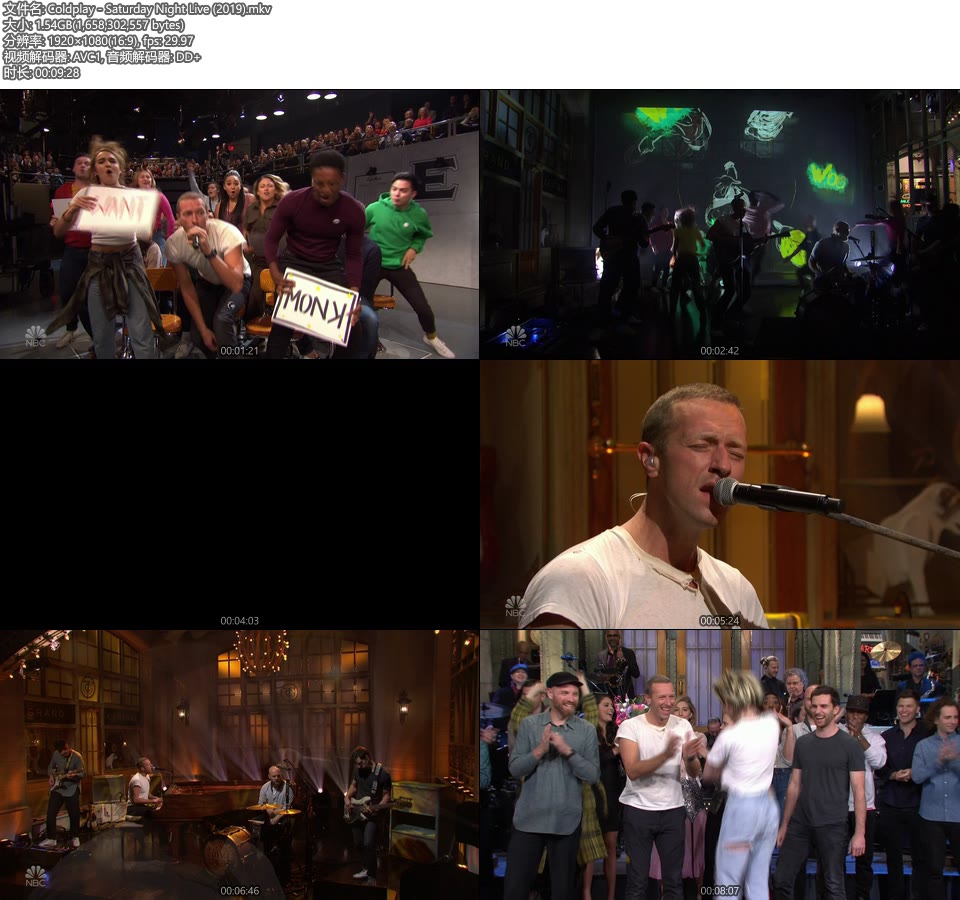 Coldplay – Saturday Night Live (2019) [WEB 1.5G]WEB、欧美现场、音乐现场2