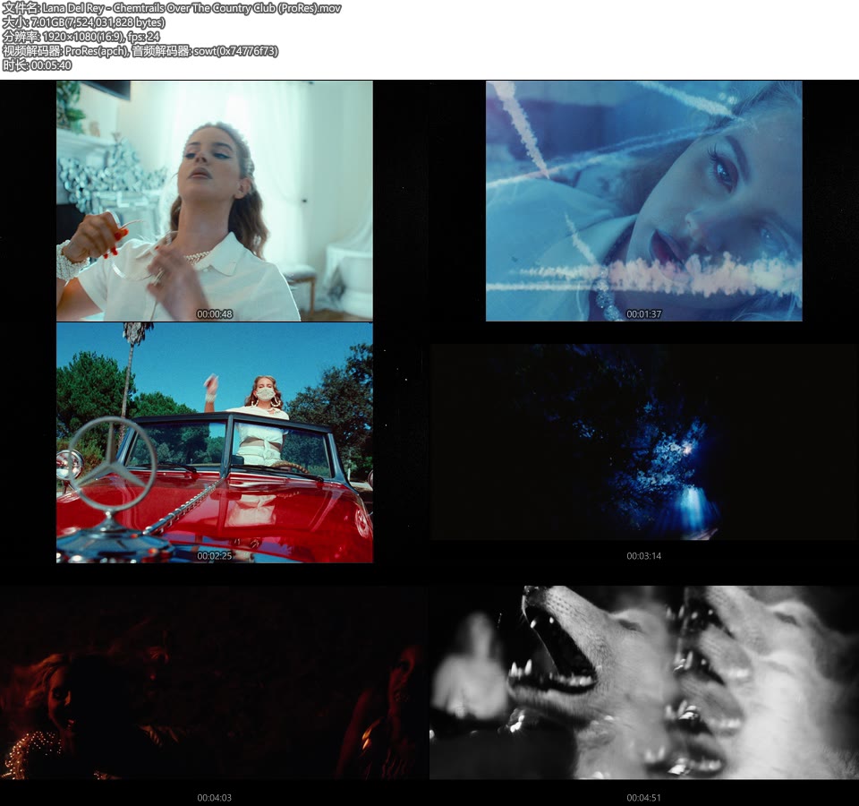 [PR] Lana Del Rey – Chemtrails Over The Country Club (官方MV) [ProRes] [1080P 7.01G]ProRes、欧美MV、高清MV2