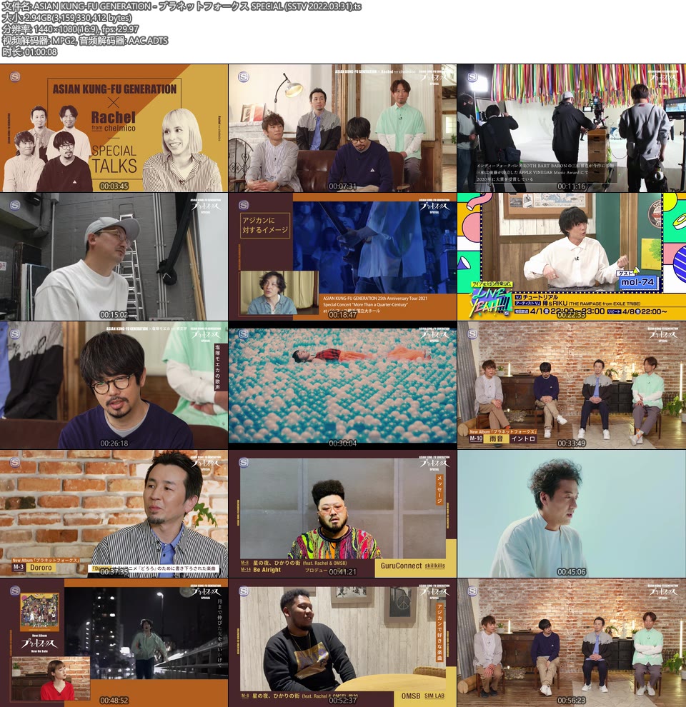 ASIAN KUNG-FU GENERATION – プラネットフォークス SPECIAL (SSTV 2022.03.31) [HDTV 2.94G]HDTV、日本现场、音乐现场6