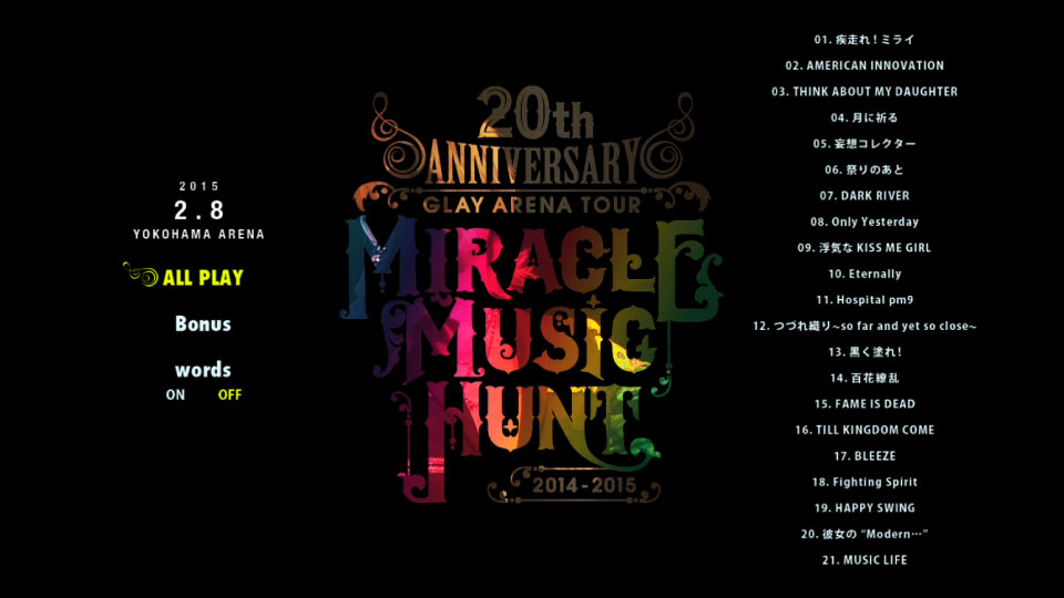 GLAY – 20th Anniversary Final GLAY in TOKYO DOME 2015 Miracle Music Hunt Forever (2015) 1080P蓝光原盘 [3BD BDISO 128.8G]Blu-ray、Blu-ray、摇滚演唱会、日本演唱会、蓝光演唱会20