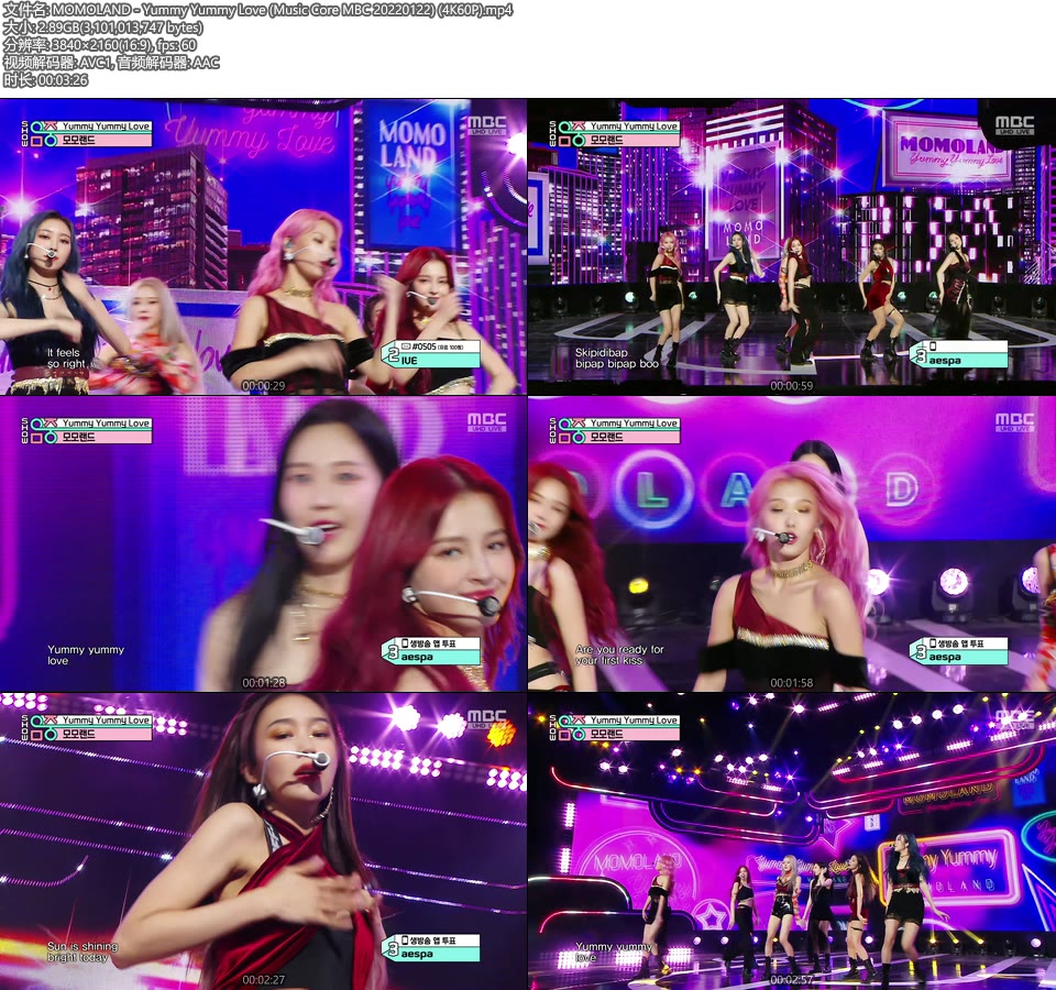 [4K60P] MOMOLAND – Yummy Yummy Love (Music Core MBC 20220122) [UHDTV 2160P 2.89G]4K LIVE、HDTV、韩国现场、音乐现场2