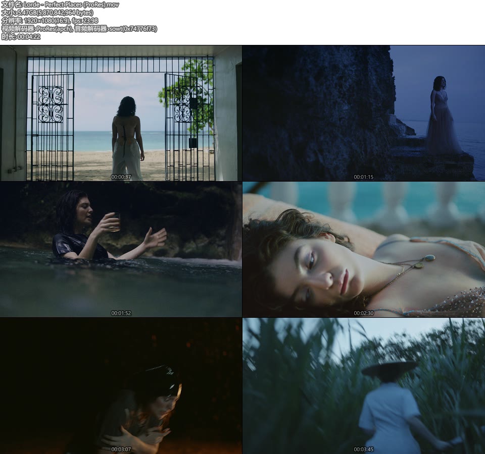 [PR] Lorde – Perfect Places (官方MV) [ProRes] [1080P 5.47G]ProRes、欧美MV、高清MV2