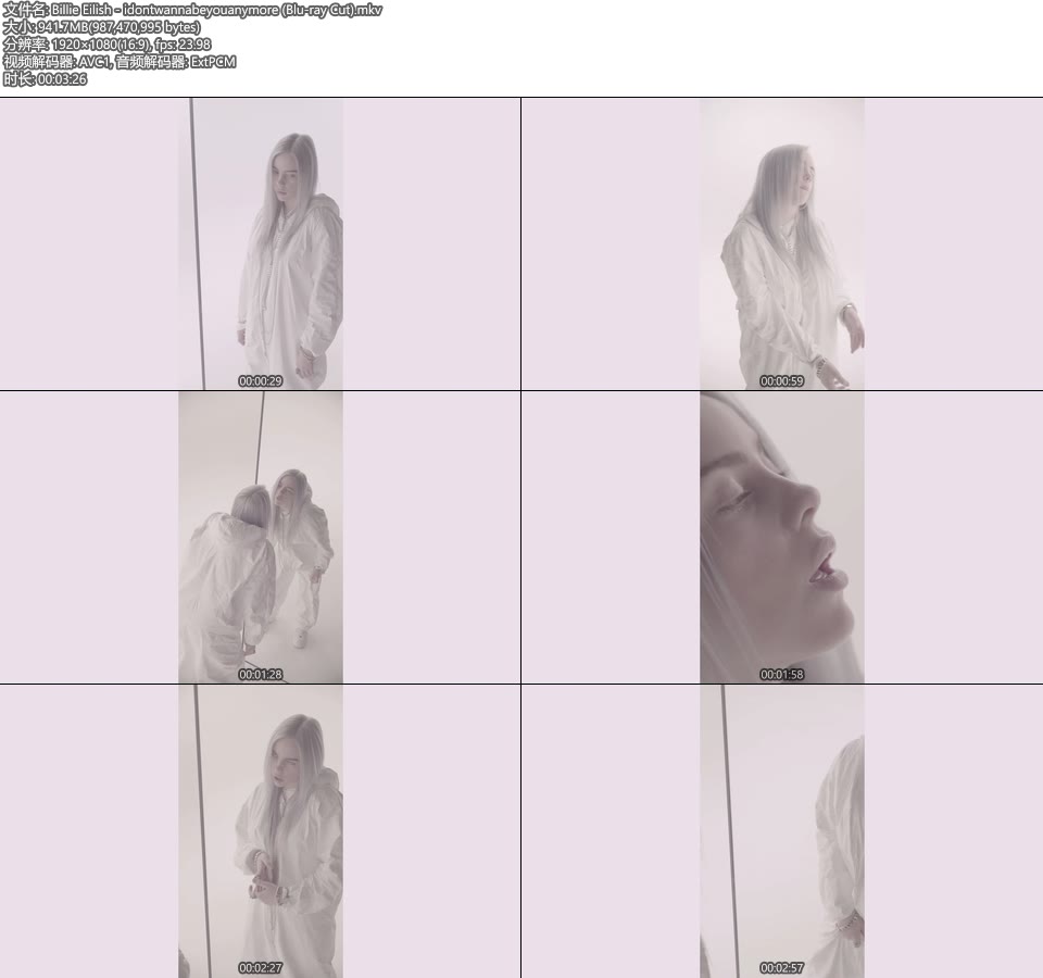 Billie Eilish – idontwannabeyouanymore (官方MV) [Blu-ray Cut 蓝光提取] [1080P 942M]Master、欧美MV、高清MV2
