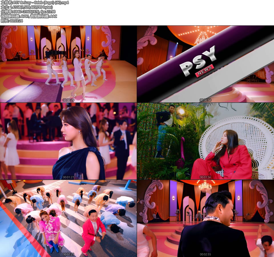 [4K] PSY & Suzy – Celeb (Bugs!) (官方MV) [2160P 1.41G]4K MV、Master、韩国MV、高清MV2