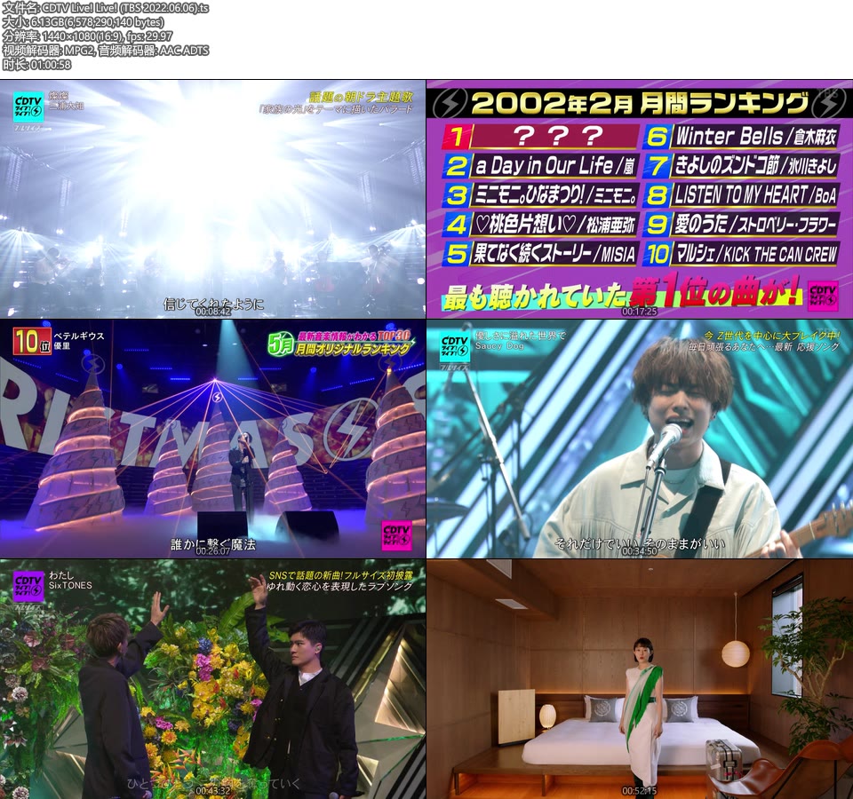 CDTV Live! Live! (TBS 2022.06.06) [HDTV 6.13G]HDTV、日本现场、音乐现场2