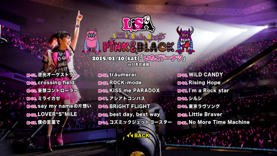 LiSA 织部里沙 – LiVE is Smile Always~PiNK&BLACK~in日本武道館「いちごドーナツ」(2015) 1080P蓝光原盘 [BDISO 39.3G]Blu-ray、日本演唱会、蓝光演唱会12