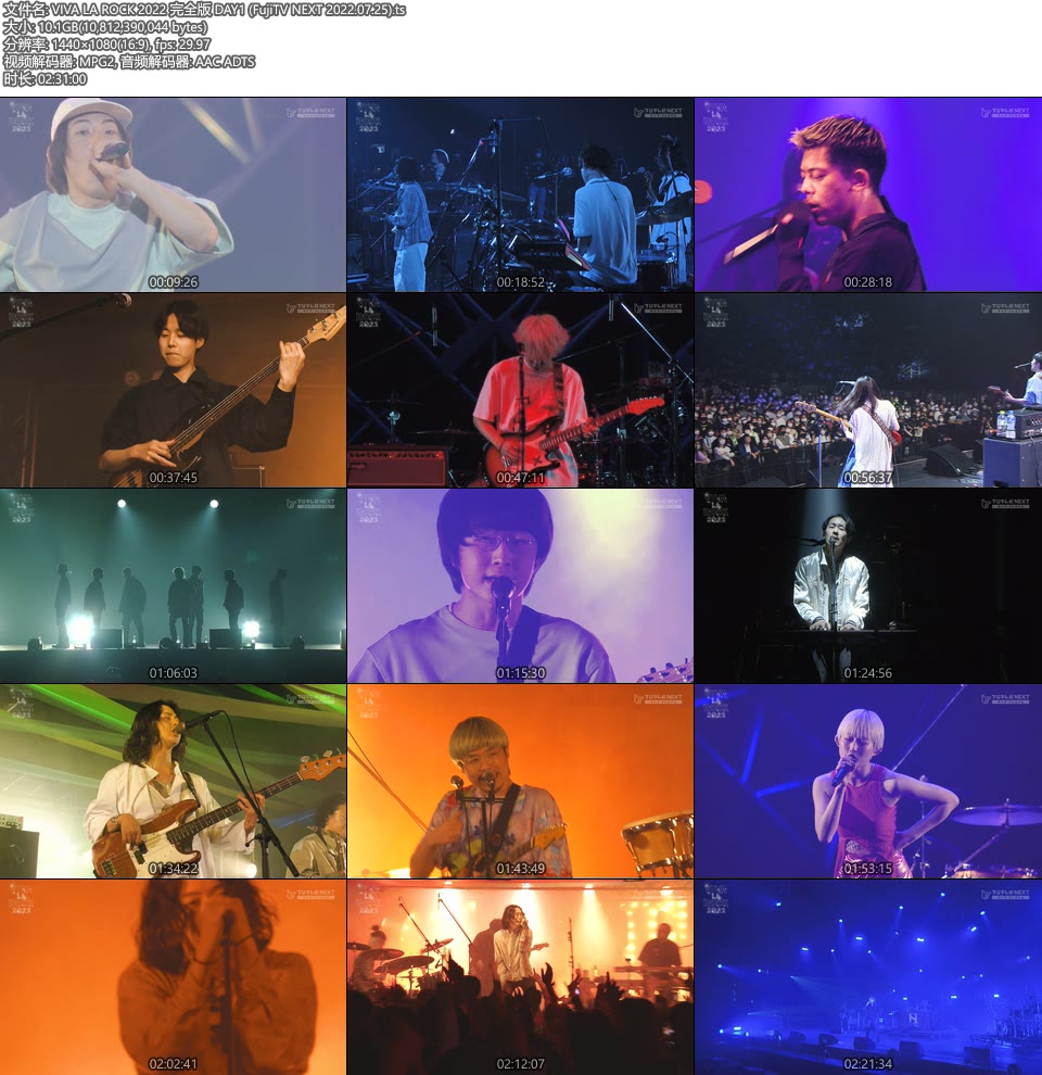 VIVA LA ROCK 2022 完全版 DAY1-DAY4 (FujiTV NEXT 2022.07.25) 1080P HDTV [TS 42.3G]HDTV、日本演唱会、蓝光演唱会2