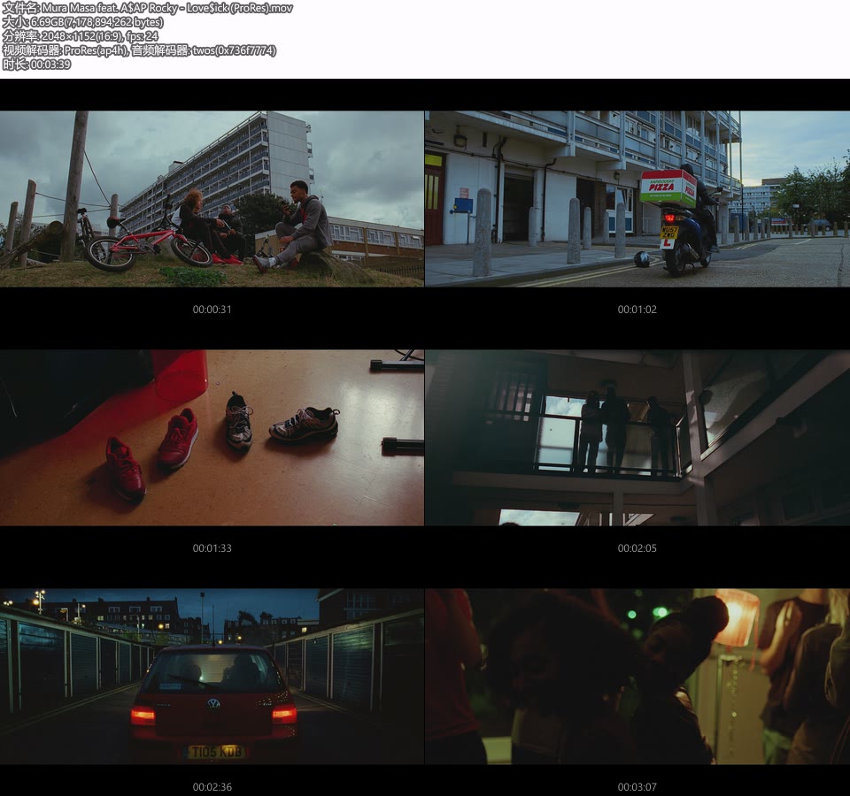 [PR] Mura Masa feat. A$AP Rocky – Love$ick (官方MV) [ProRes] [1080P 6.69G]Master、ProRes、欧美MV、高清MV2
