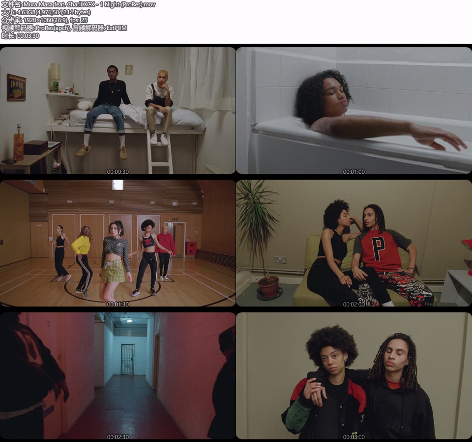 [PR] Mura Masa feat. Charli XCX – 1 Night (官方MV) [ProRes] [1080P 4.63G]Master、ProRes、欧美MV、高清MV2
