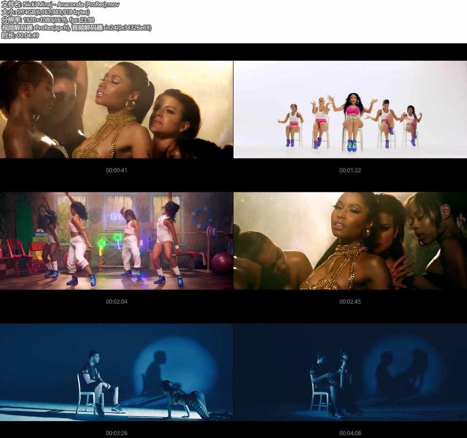 [PR] Nicki Minaj – Anaconda (官方MV) [ProRes] [1080P 5.74G]Master、ProRes、欧美MV、高清MV2