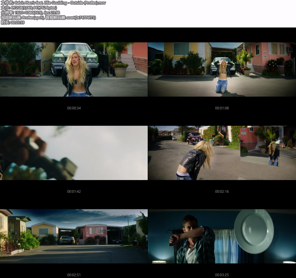 [PR] Calvin Harris feat. Ellie Goulding – Outside (官方MV) [ProRes] [1080P 4.72G]Master、ProRes、欧美MV、高清MV2