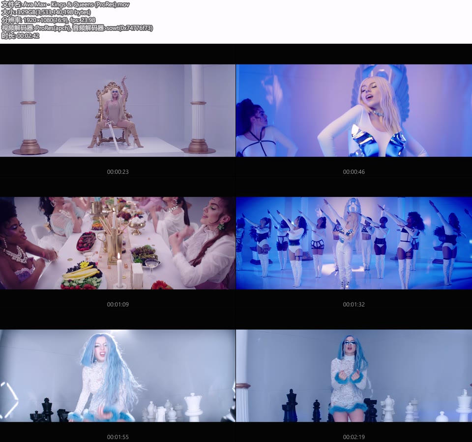 [PR] Ava Max – Kings & Queens (官方MV) [ProRes] [1080P 3.29G]Master、ProRes、欧美MV、高清MV2