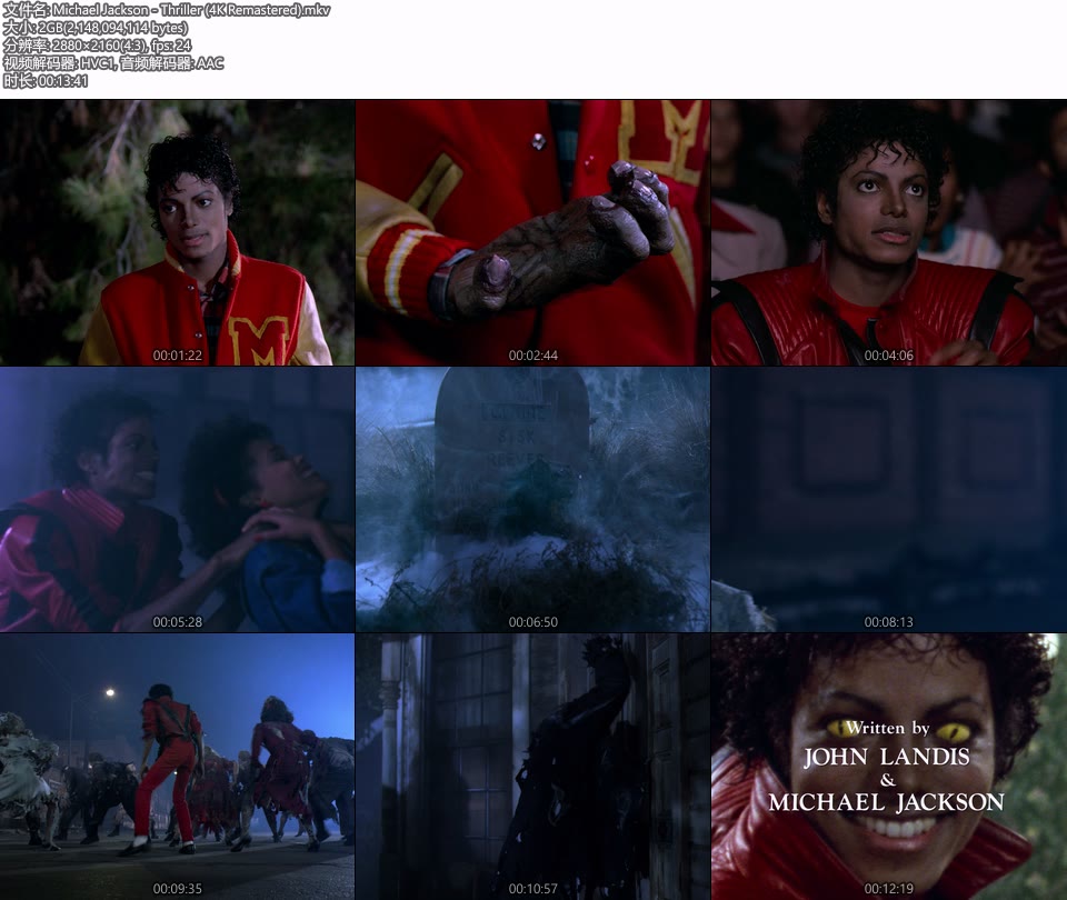 [4K] Michael Jackson – Thriller (2022 Remastered) [2160P 2.0G]4K MV、Master、推荐MV、欧美MV、高清MV2