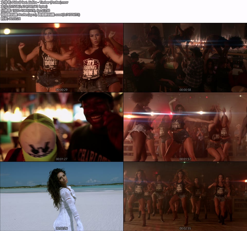 [PR] Pitbull feat. Ke$ha – Timber (官方MV) [ProRes] [1080P 2.25G]Master、ProRes、欧美MV、高清MV2
