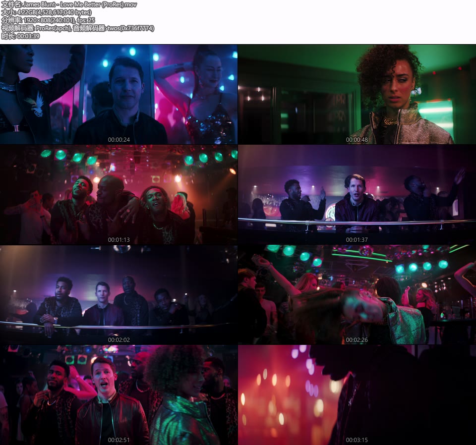 [PR] James Blunt – Love Me Better (官方MV) [ProRes] [1080P 4.22G]Master、ProRes、欧美MV、高清MV2